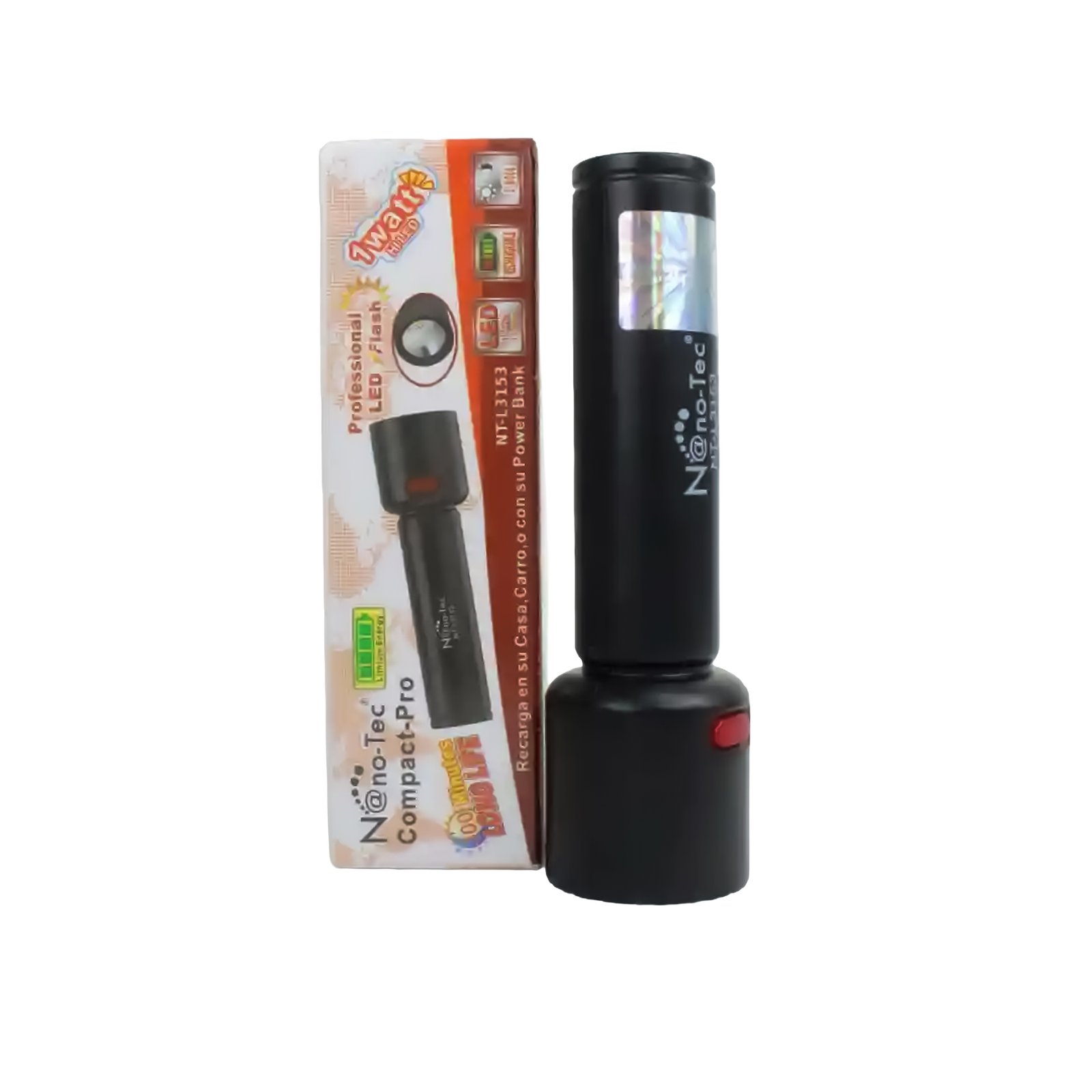 Linterna recargable Nano-Tec NT-L3153 LED de 1W con 2 modos de luz y carga directa