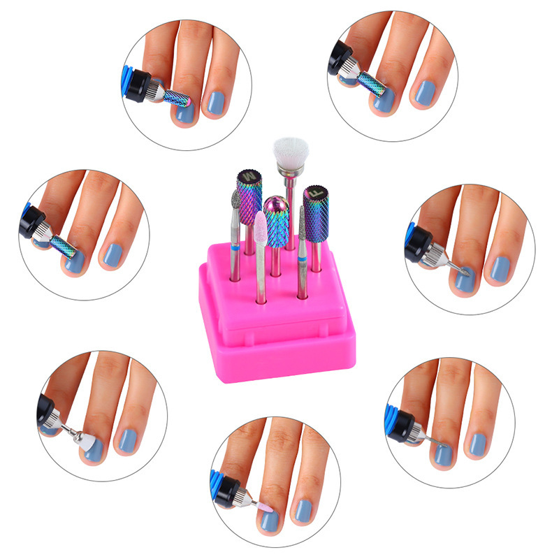 Set de 7 puntas para torno de uñas en carburo de tungsteno DH05