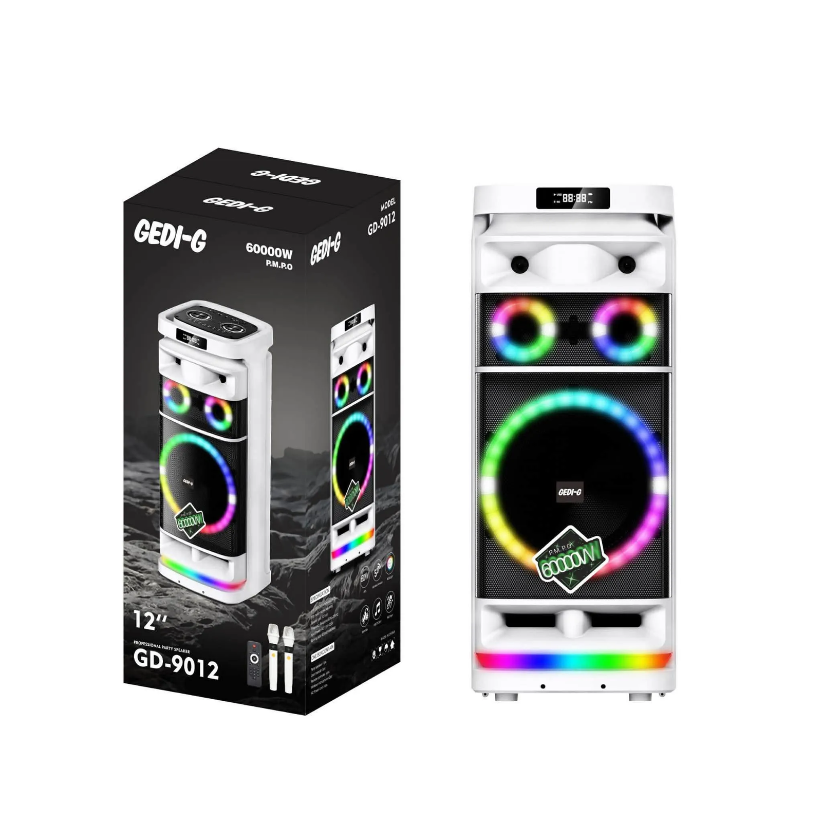 Cabina de sonido GEDI-G GD-9012 de 12 pulgadas con reproducción MP3 y USB color negro
