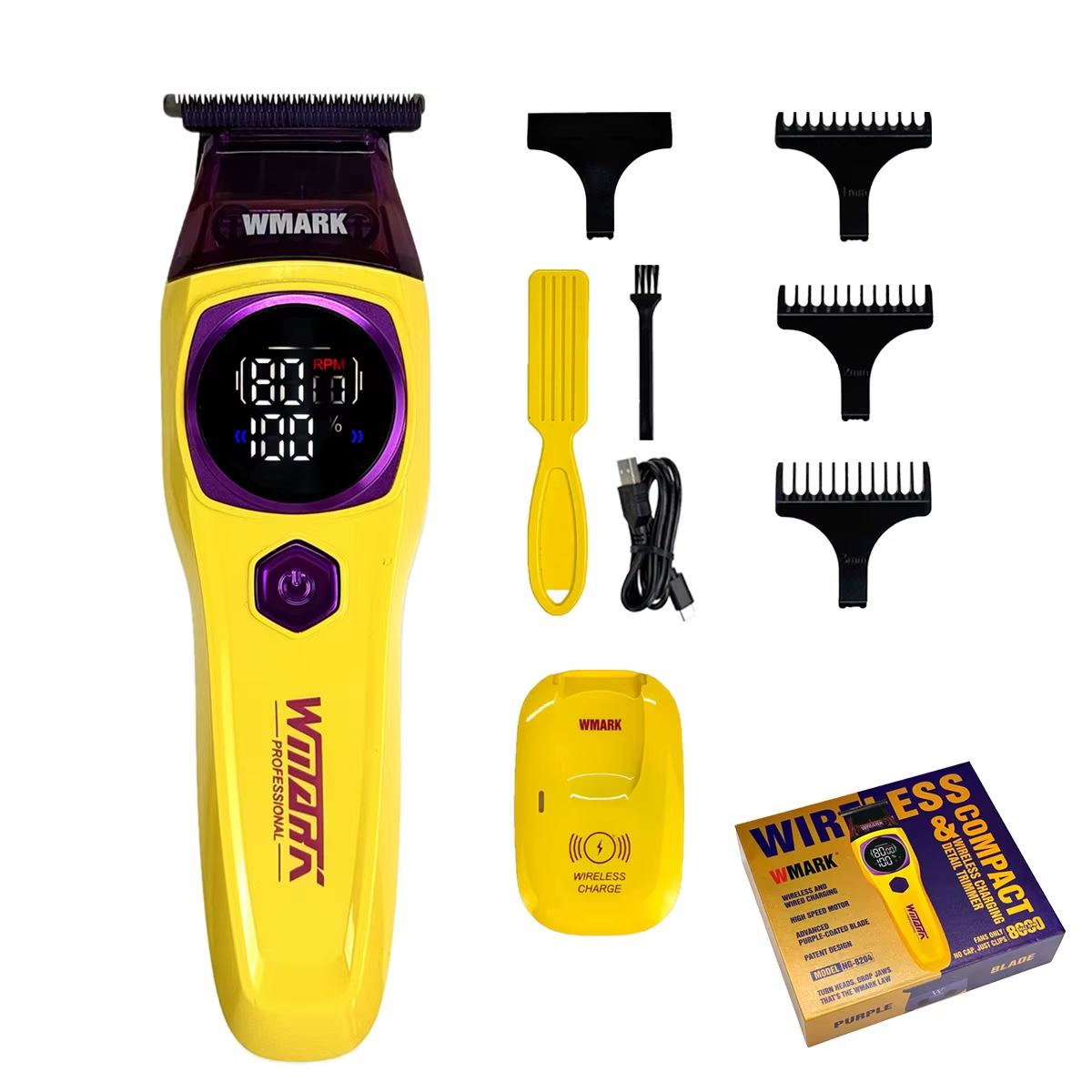 Patillera profesional WMARK NG-8204 inalámbrica con carga inalámbrica, pantalla LED y motor de 7500 RPM