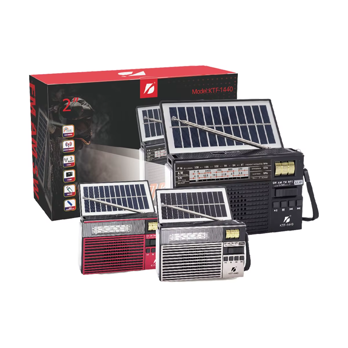 Radio FM/AM Bluetooth Panel Solar y Linterna KTF-1440