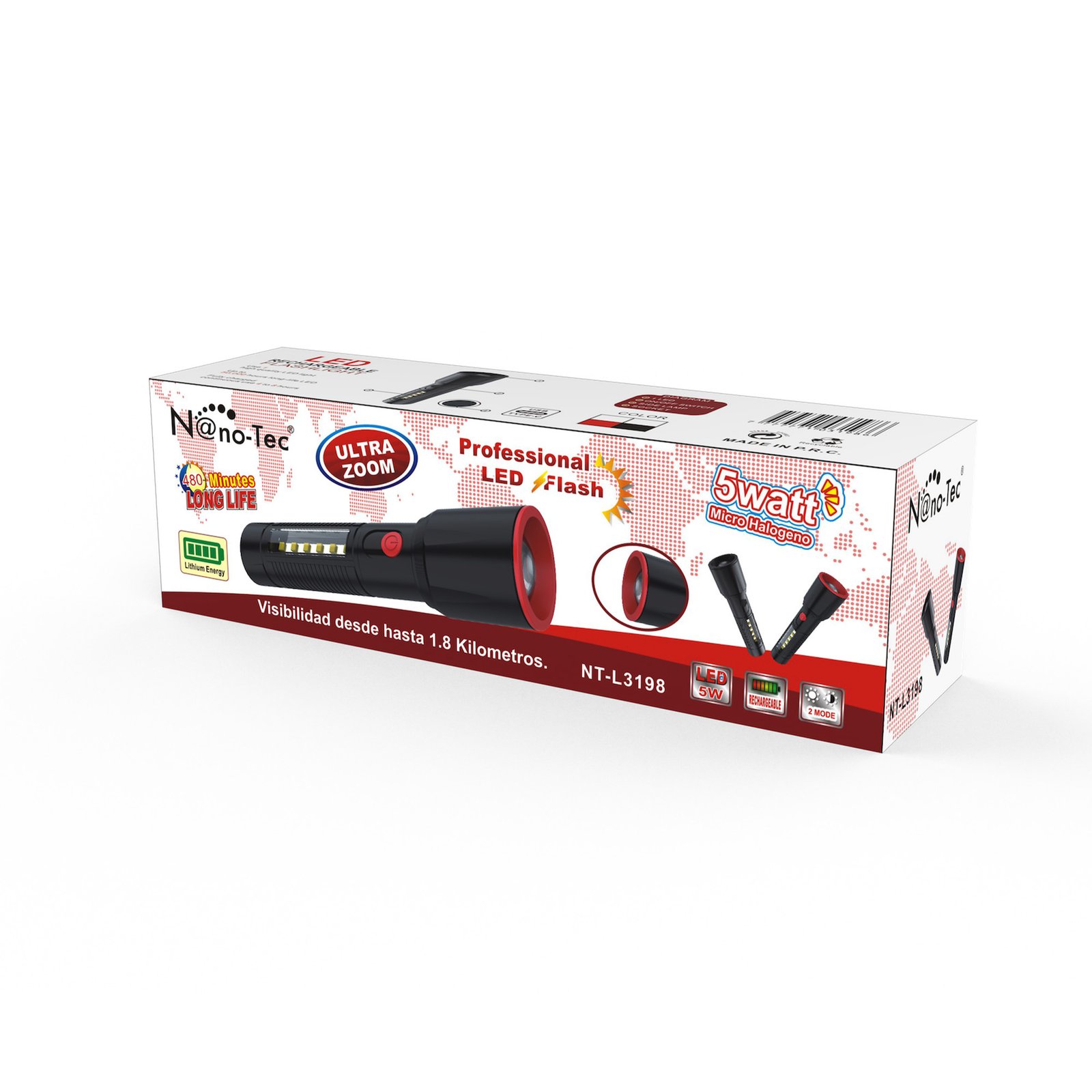 Linterna recargable Nanotec NT-L3198 X160 de 5W con ultra zoom
