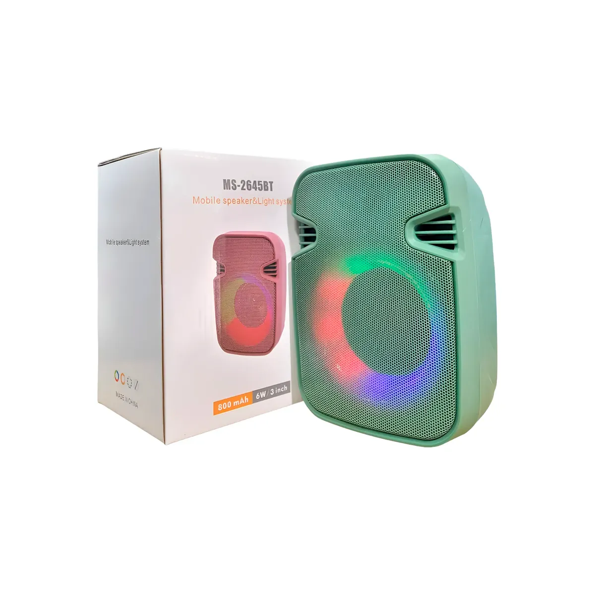 Parlante MS Bocina Bluetooth Pequeña Luz Led USB Aux