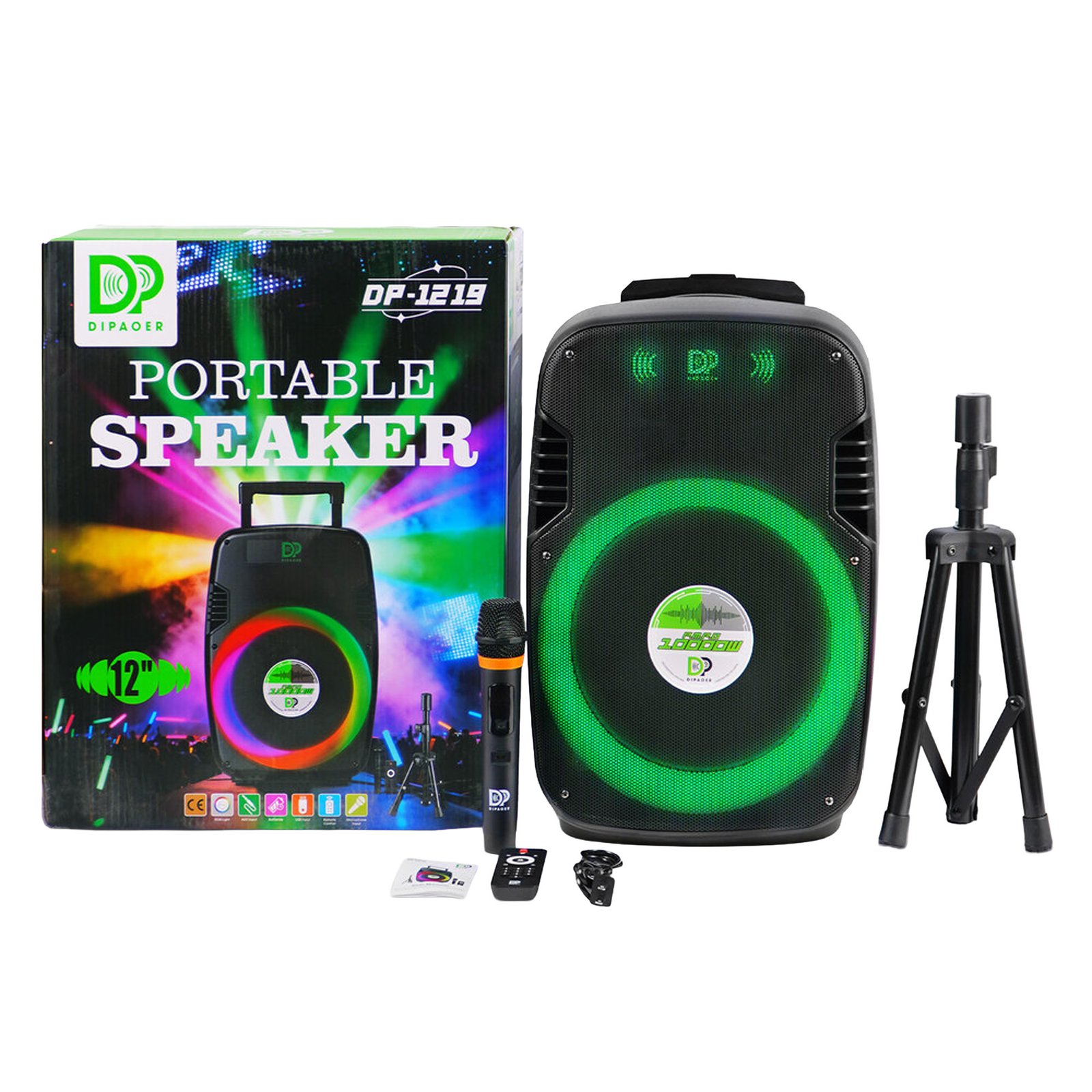 Cabina de sonido Nova King T DP-1219 de 60W con Bluetooth, luces y micrófono