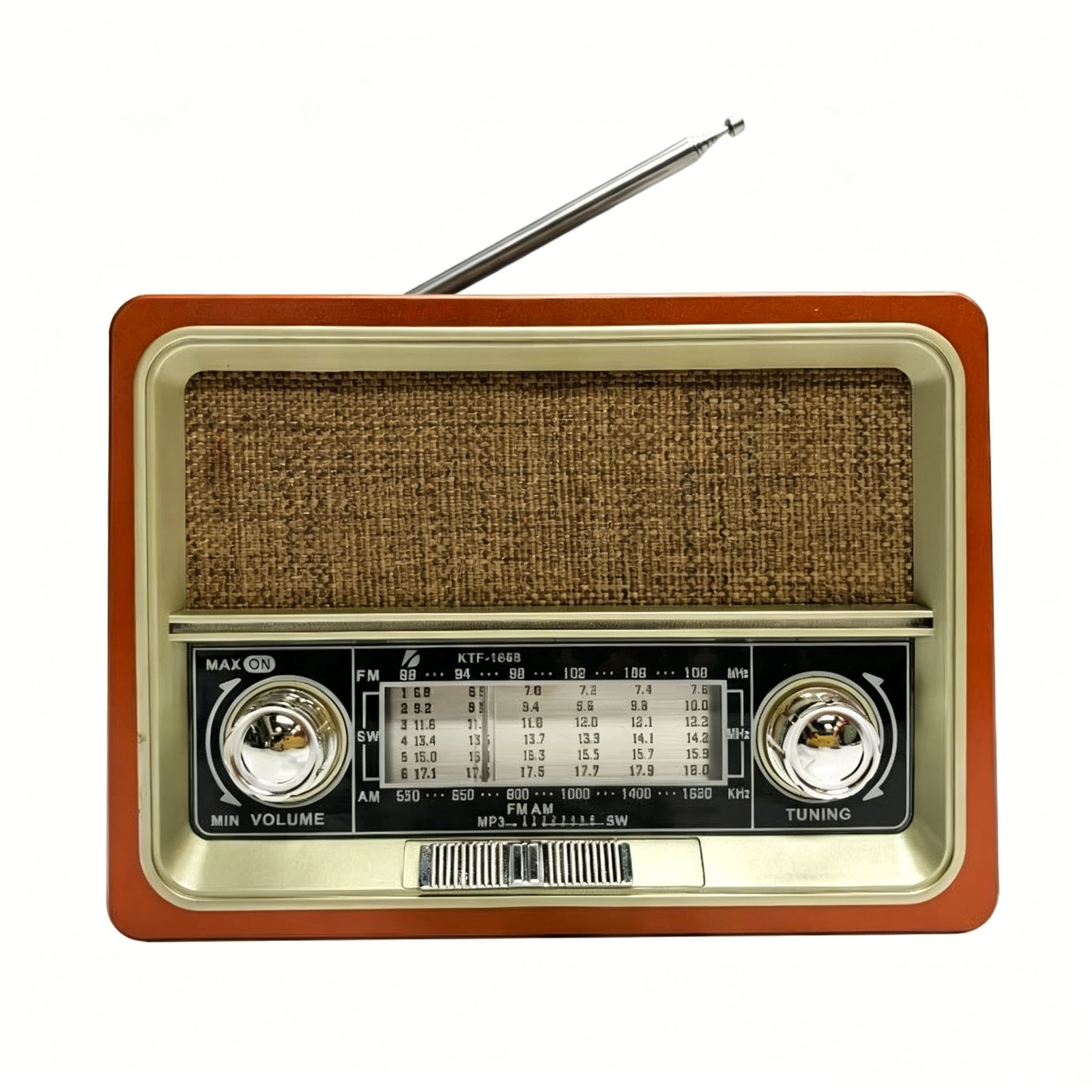 Radio portátil KTF-1668 AM/FM/SW con Bluetooth, panel solar y linterna