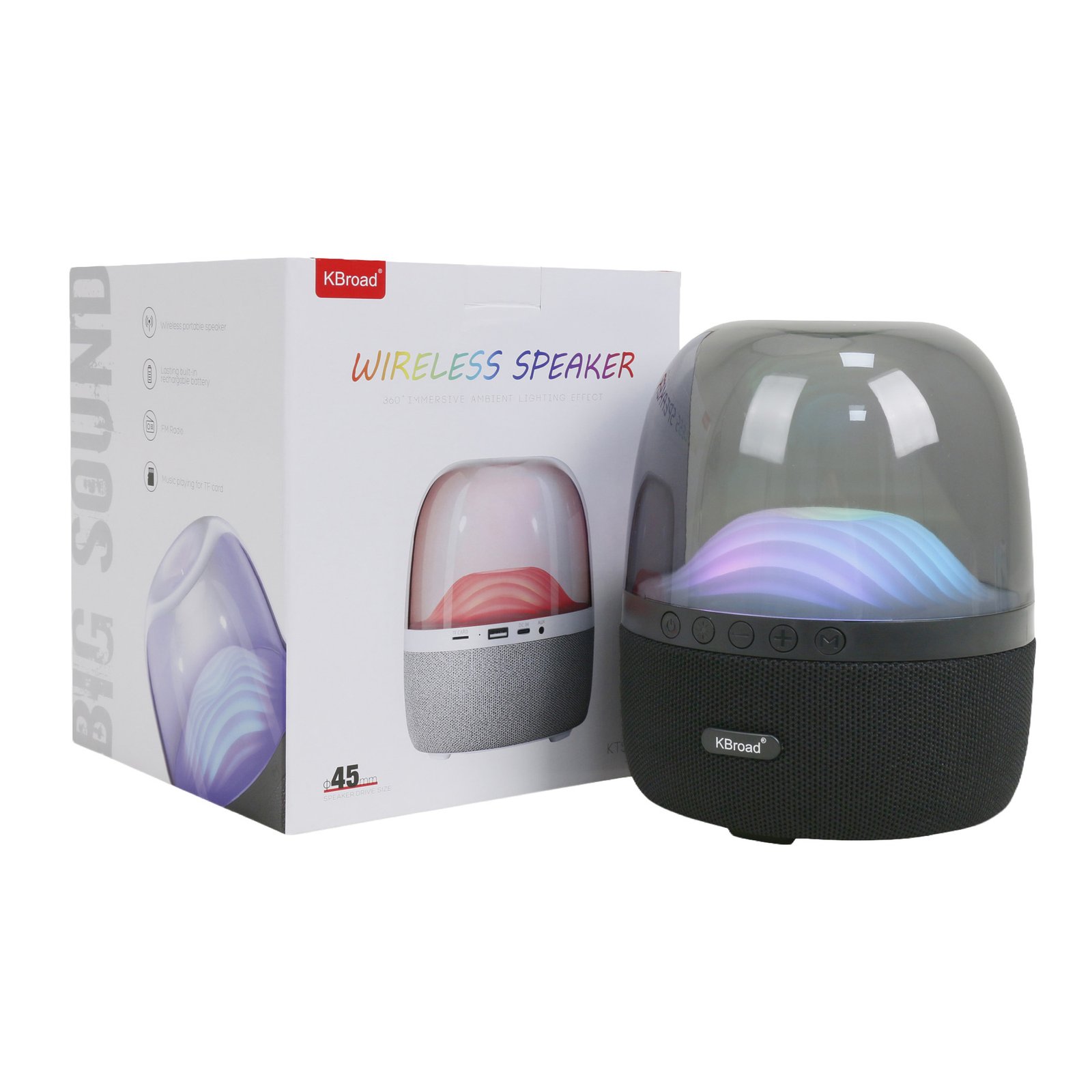 Mini parlante Bluetooth KTS-1842 de 10W con luces RGB y conexión TWS