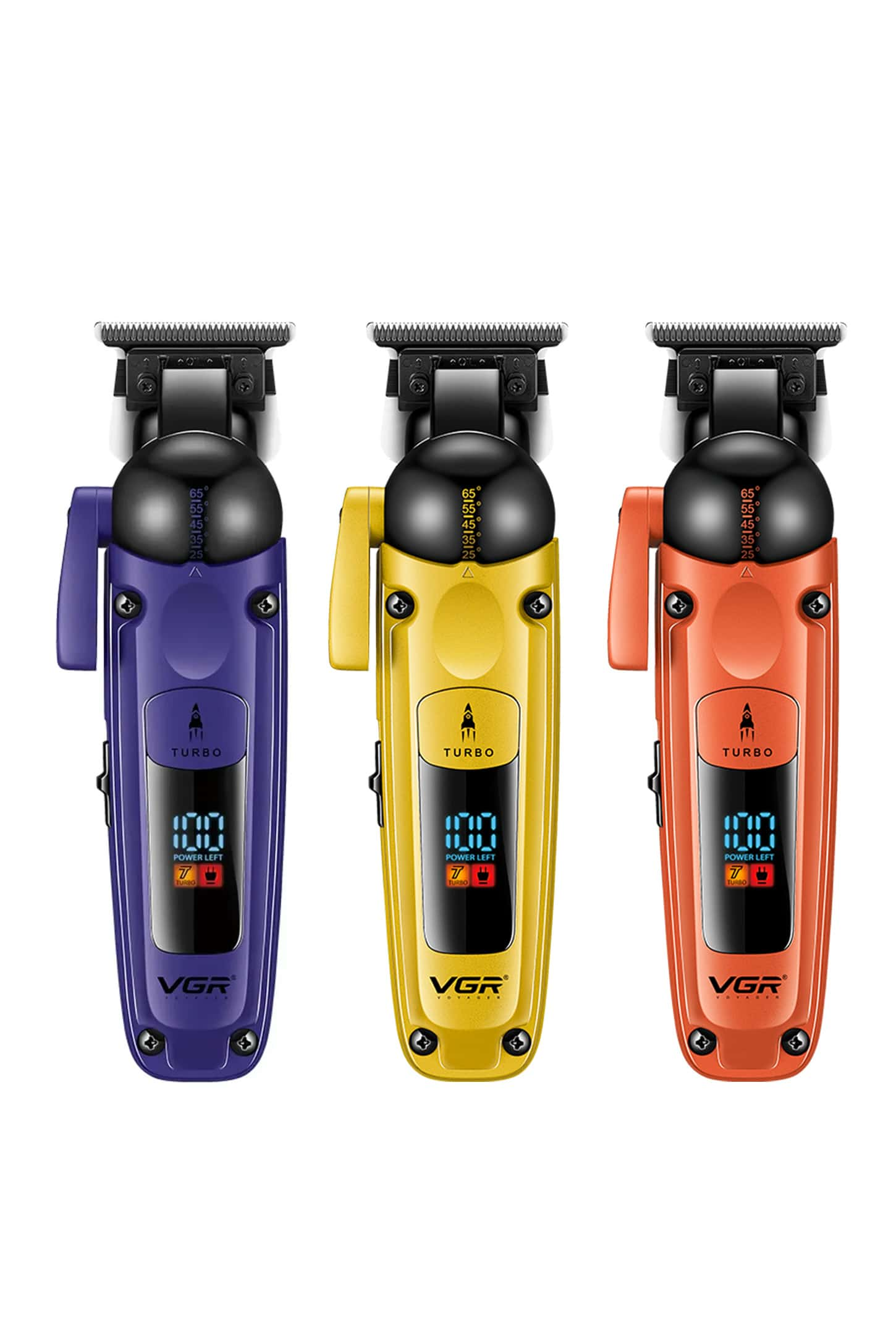 Máquina cortadora de cabello VGR V-274 inalámbrica con pantalla LED y cuchillas de titanio color morado