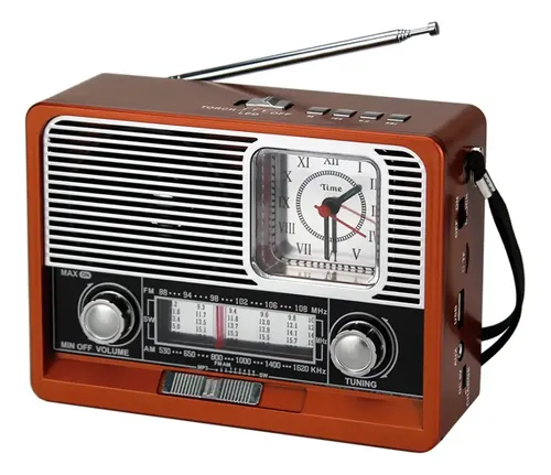 Radio portátil KTF-1647 AM/FM/SW con Bluetooth, reloj y linterna