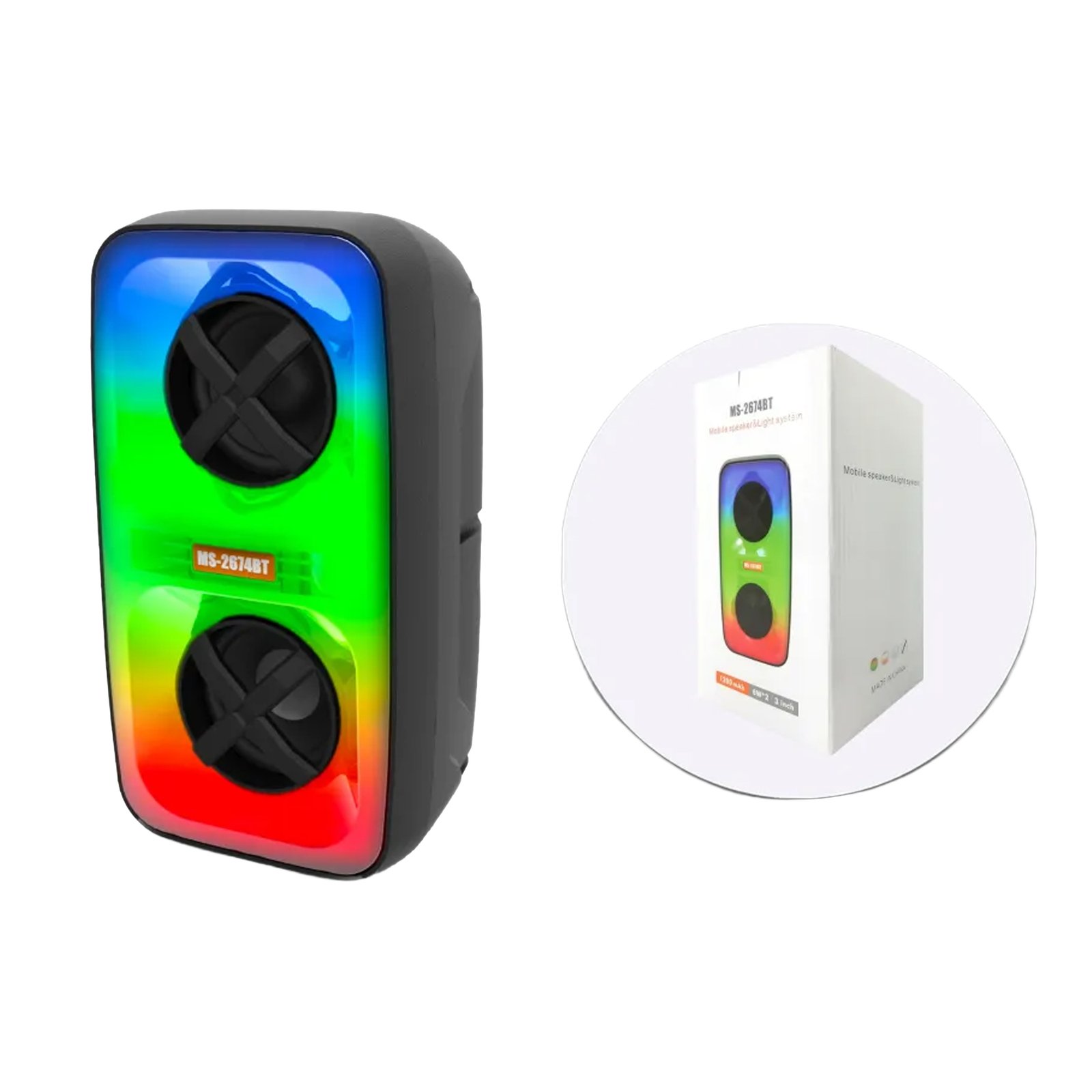 Parlante portátil Bluetooth MS-2674BT de 3 pulgadas