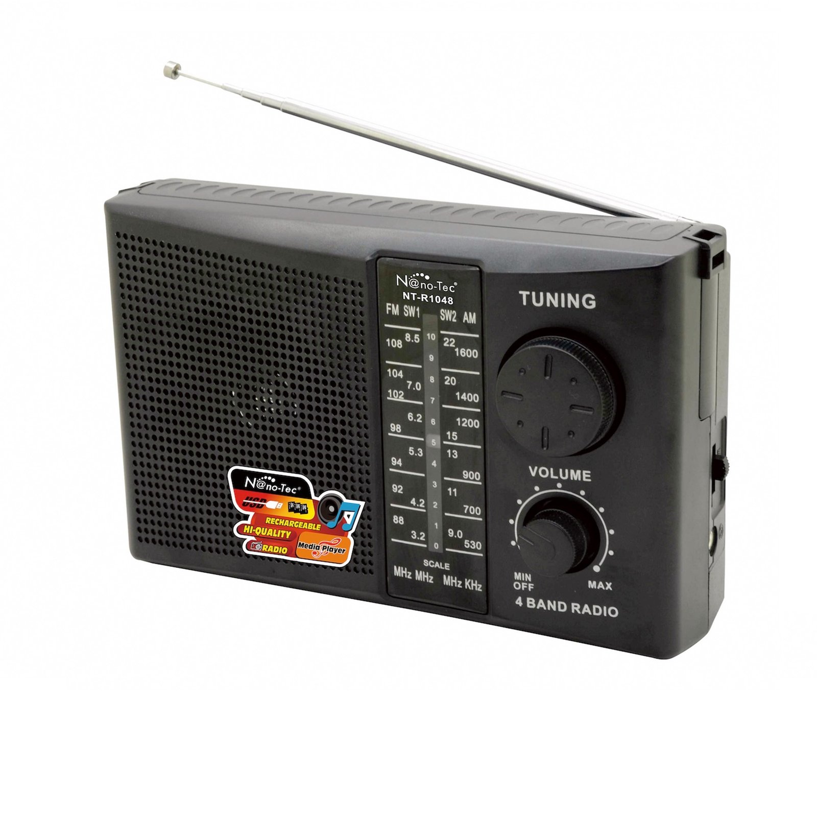 Radio Portátil Recargable 4 Bandas Nano-tec Nt-R1048 Usb