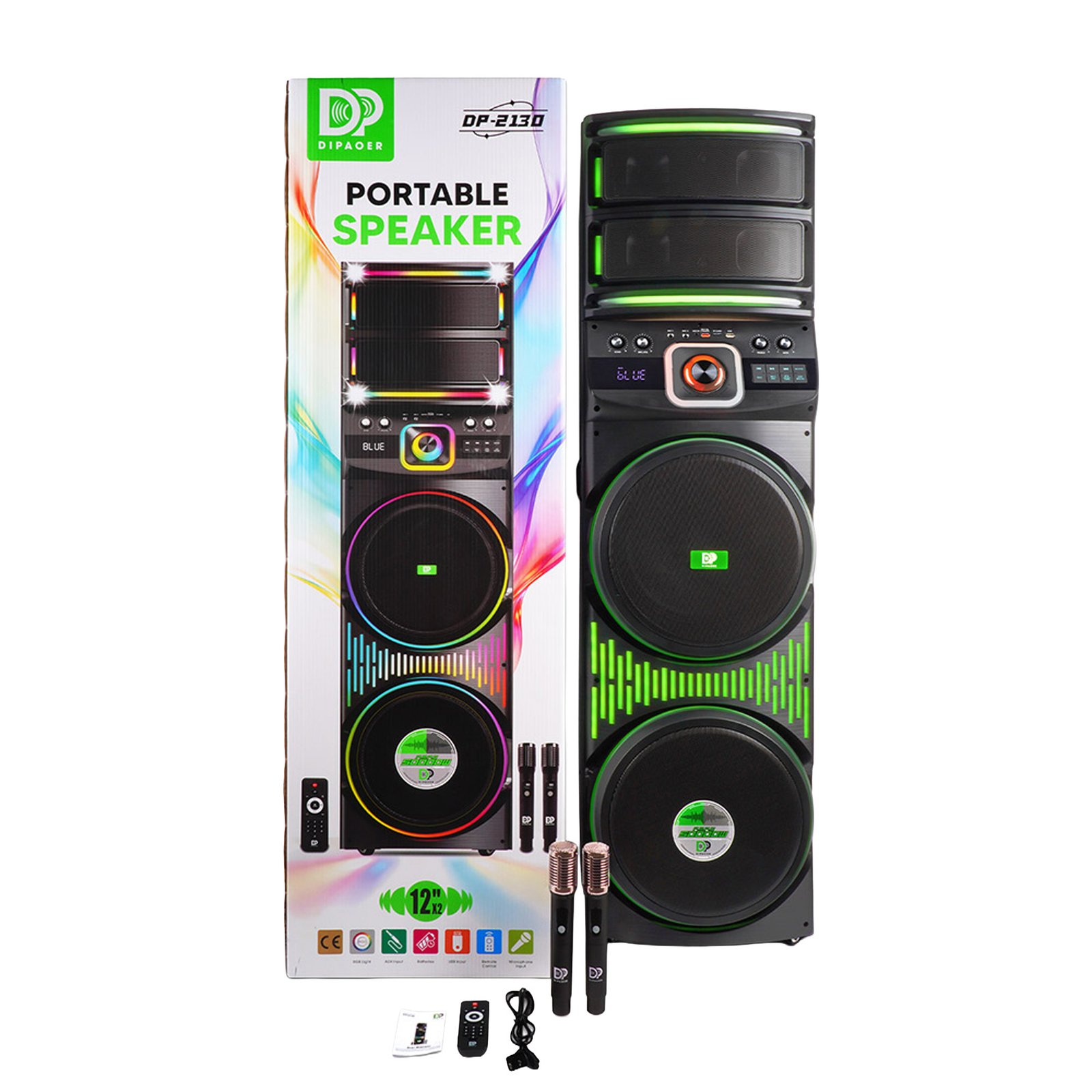 Cabina de sonido Dipaoer Riva DP-2130 de 120W doble 12 pulgadas