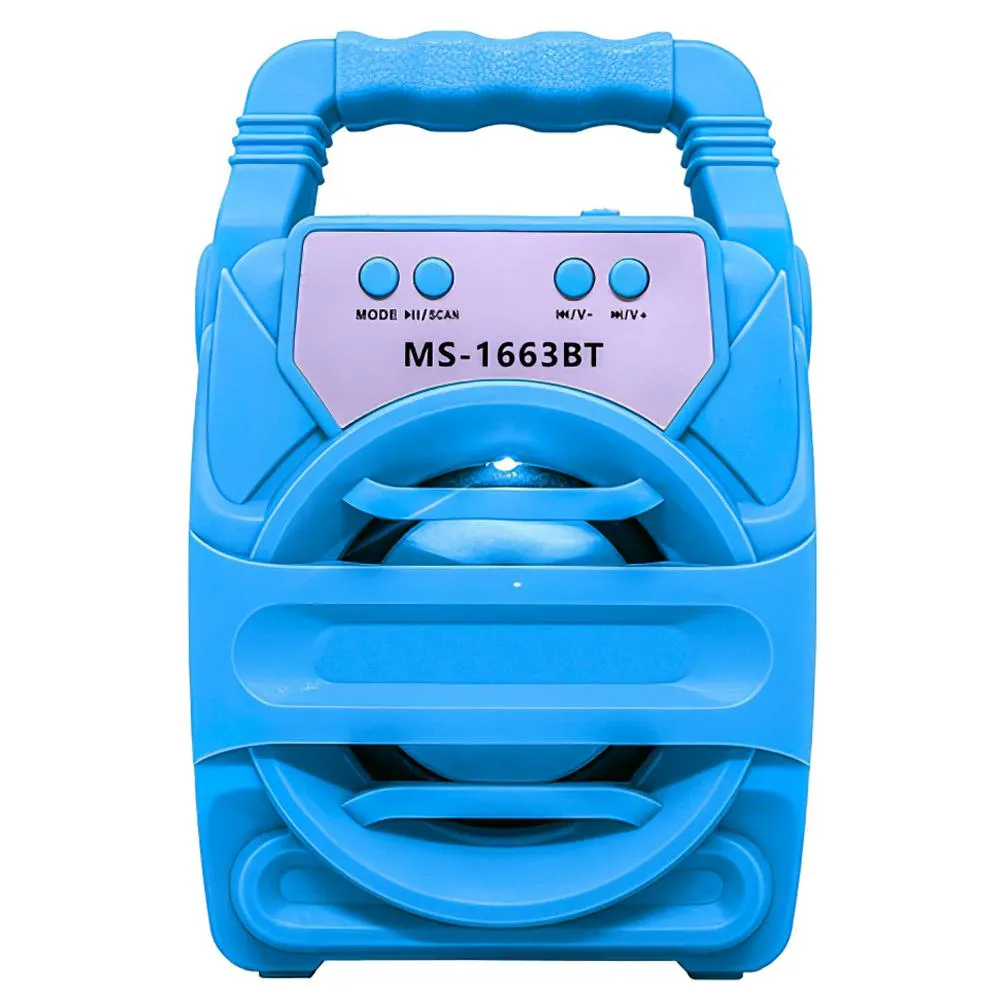 Mini Parlante Portátil MS-1663-1664-1665-1666BT USB Bluetooth Negro 6W Luz Led Estéreo