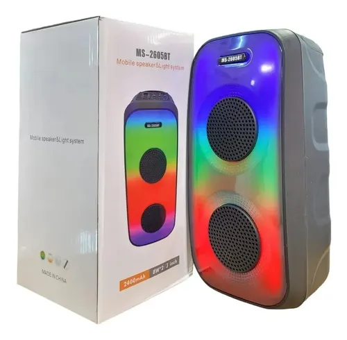 Parlante Bluetooth Portátil MS-2605BT | Sonido Potente 8W, Luces LED y Conectividad Completa