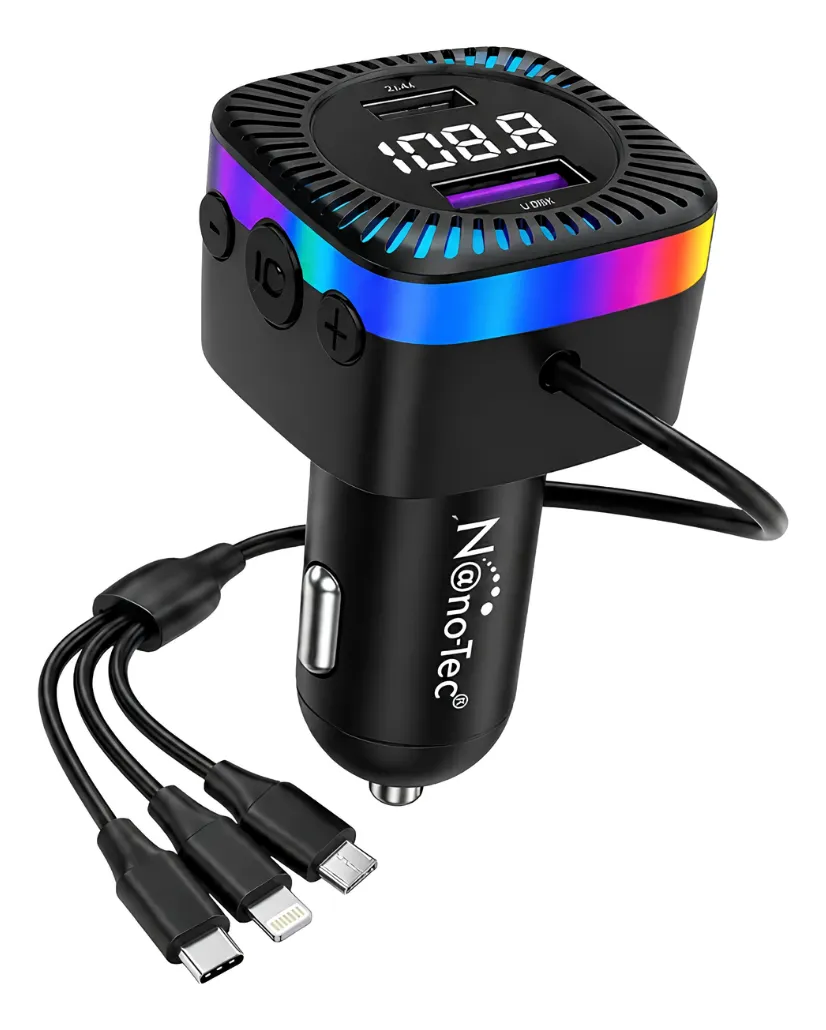 Transmisor FM MP3 Nano-Tec NT-TF704 con USB y control remoto